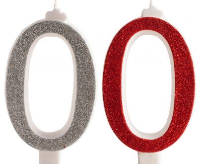 Rođendanski broj gliter crveni/srebrni 13cm Br.0