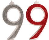 Rođendanski broj gliter crveni/srebrni 13cm Br.9