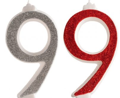 Rođendanski broj gliter crveni/srebrni 13cm Br.9