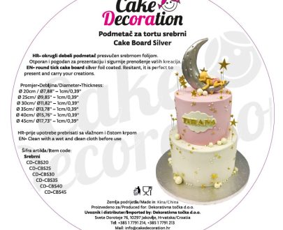 Cake board srebrni fi20cm x 10mm